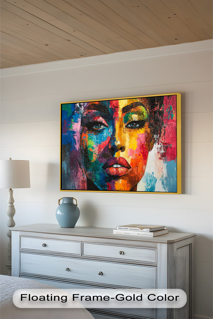 Color Reign – Vibrant Female Portrait Abstract Oil Painting