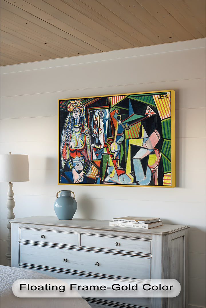 The Mirror Within – Bold Cubist Interior Picasso Oil Painting