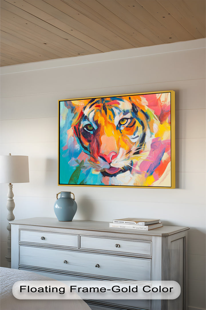 Fauvistischer, wilder Blick – Ölgemälde mit Tigerporträt
