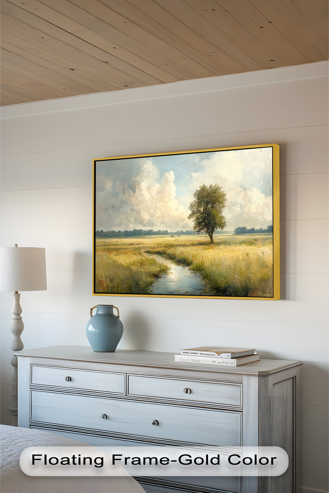 Sunlit Meadow Landscape – Tranquil Nature Oil Painting