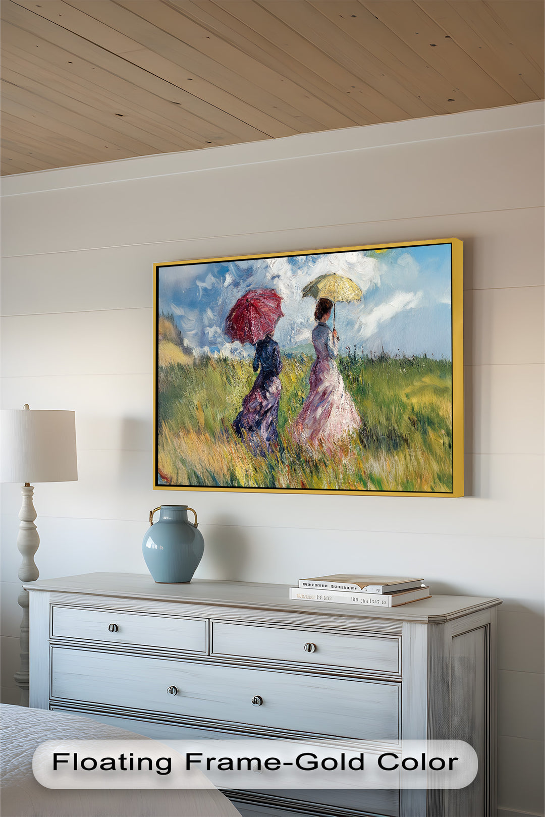 Ladies with Parasols in a Sunlit Meadow – Impressionist Oil Painting