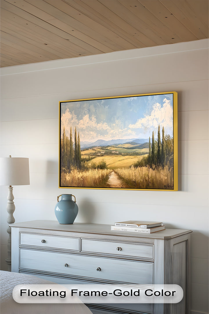 Vintage Aerial View – Scenic Countryside Oil Painting