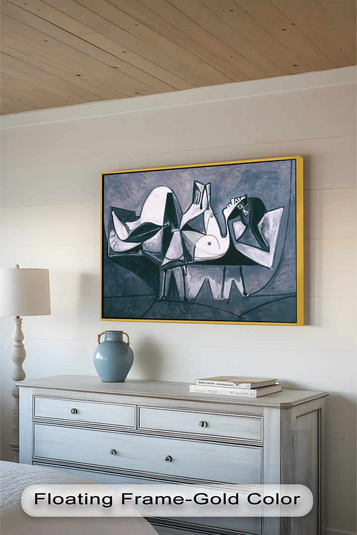 Geometry of Stillness – Monochrome Reclining Picasso Oil Painting