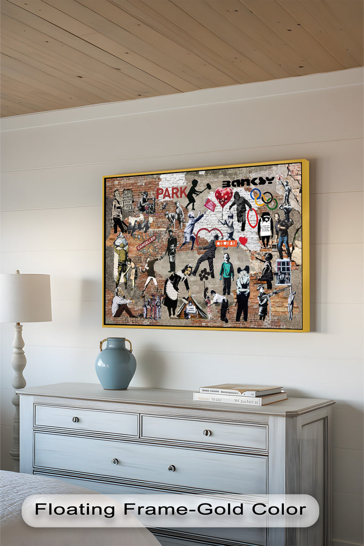Voices on the Wall – Iconic Banksy Collage Oil Painting