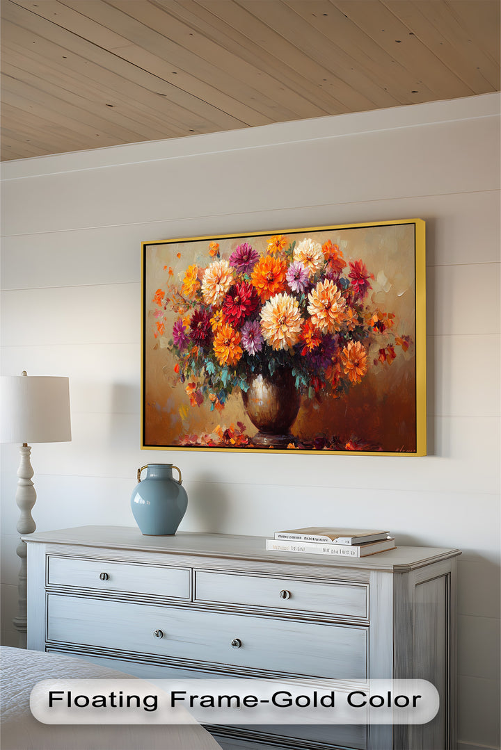 Dahlia Bouquet Wall Art – Still Life Oil Paintings