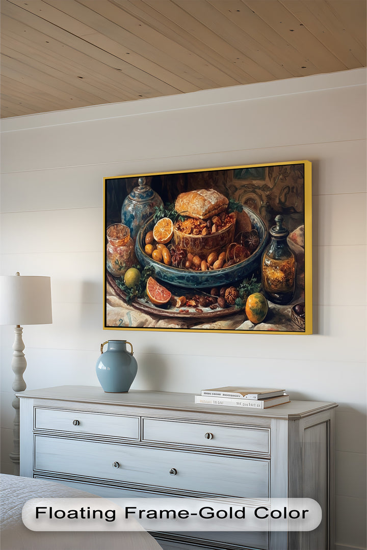 Golden Harvest Table – Ornamentales Festmahl Stillleben Essen Malerei