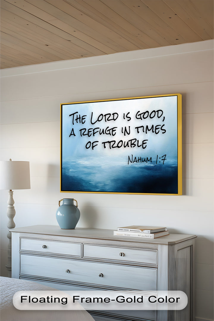 Biblical ocean landscape with comforting words of protection.

