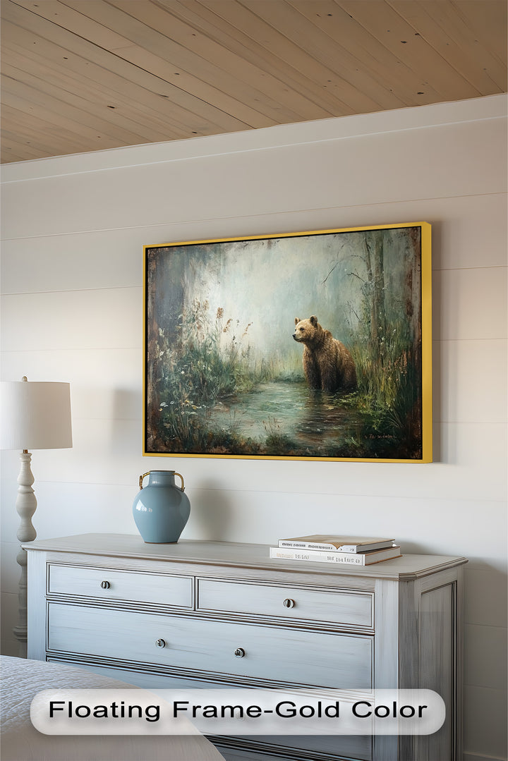 Brown Bear by the Water - Animal Oil Painting