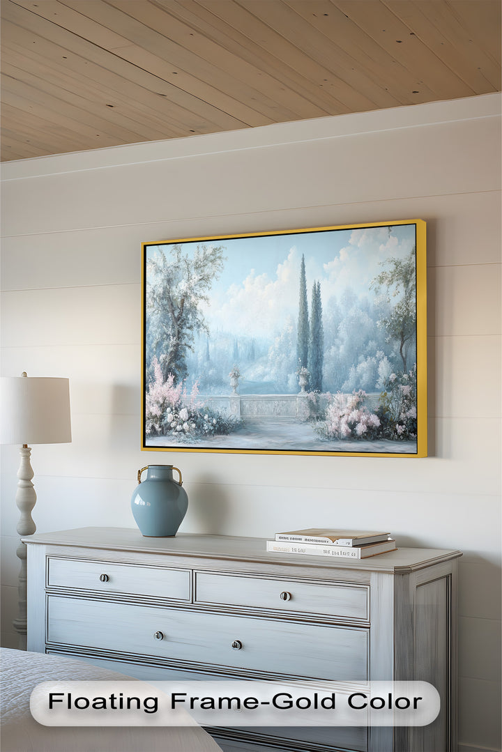 Serene Garden Terrace – Landscape Oil Painting