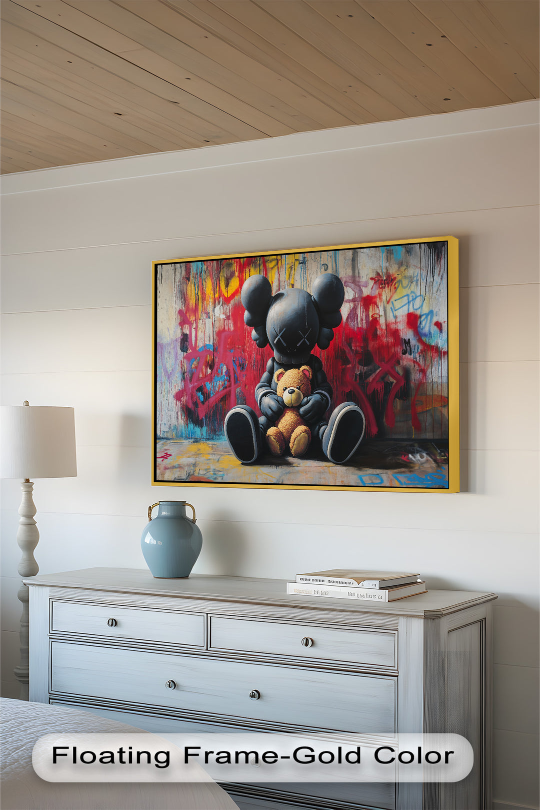 Allein mit einem Bären – KAWS Ölgemälde