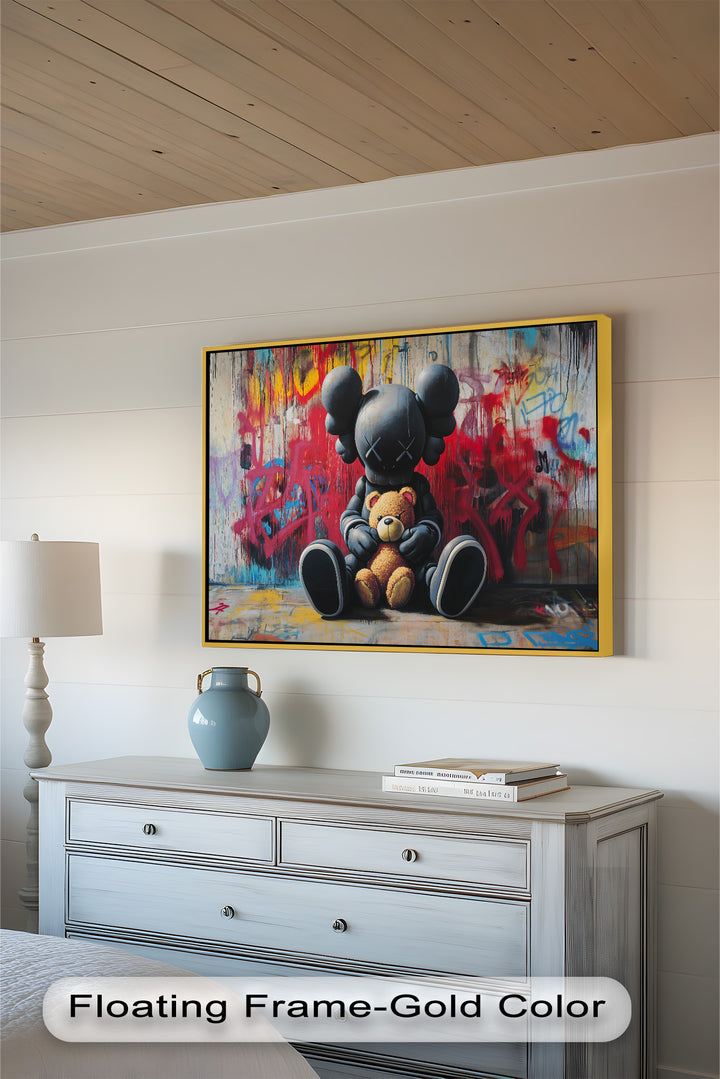 Allein mit einem Bären – KAWS Ölgemälde