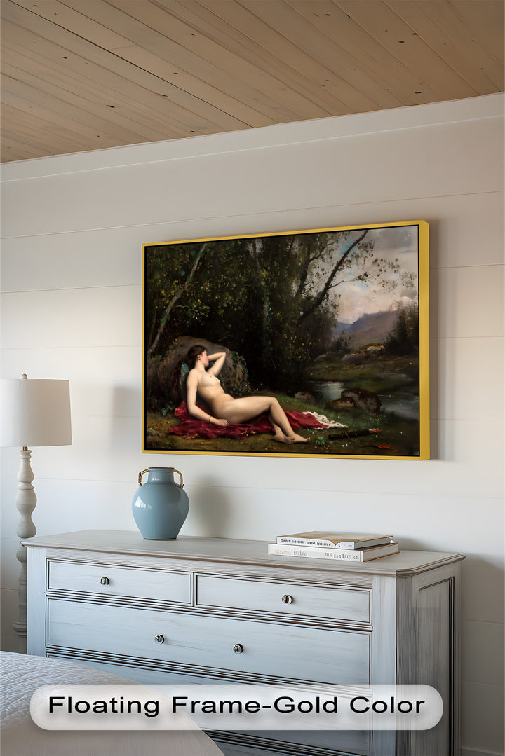 Reclining Diana – Classical Goddess in Nature Renaissance Oil Painting