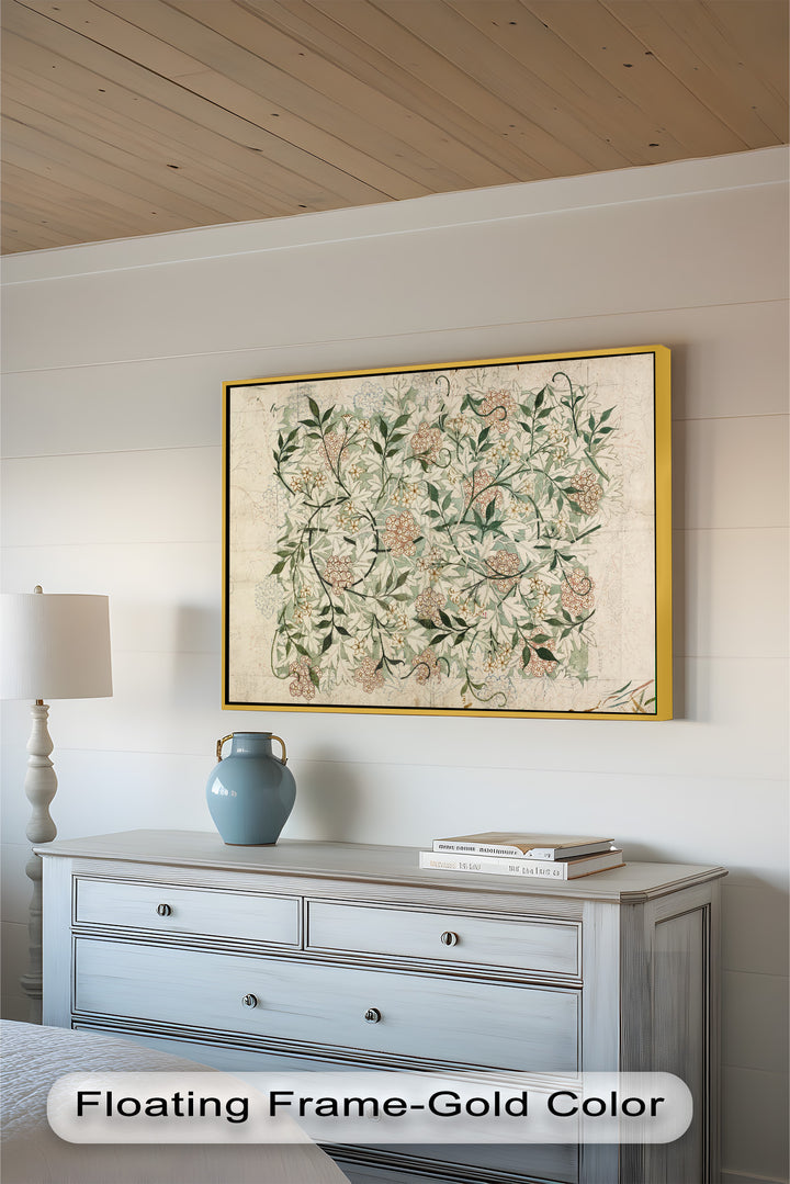 Jasmine Pattern by William Morris – Framed Botanical Oil Painting