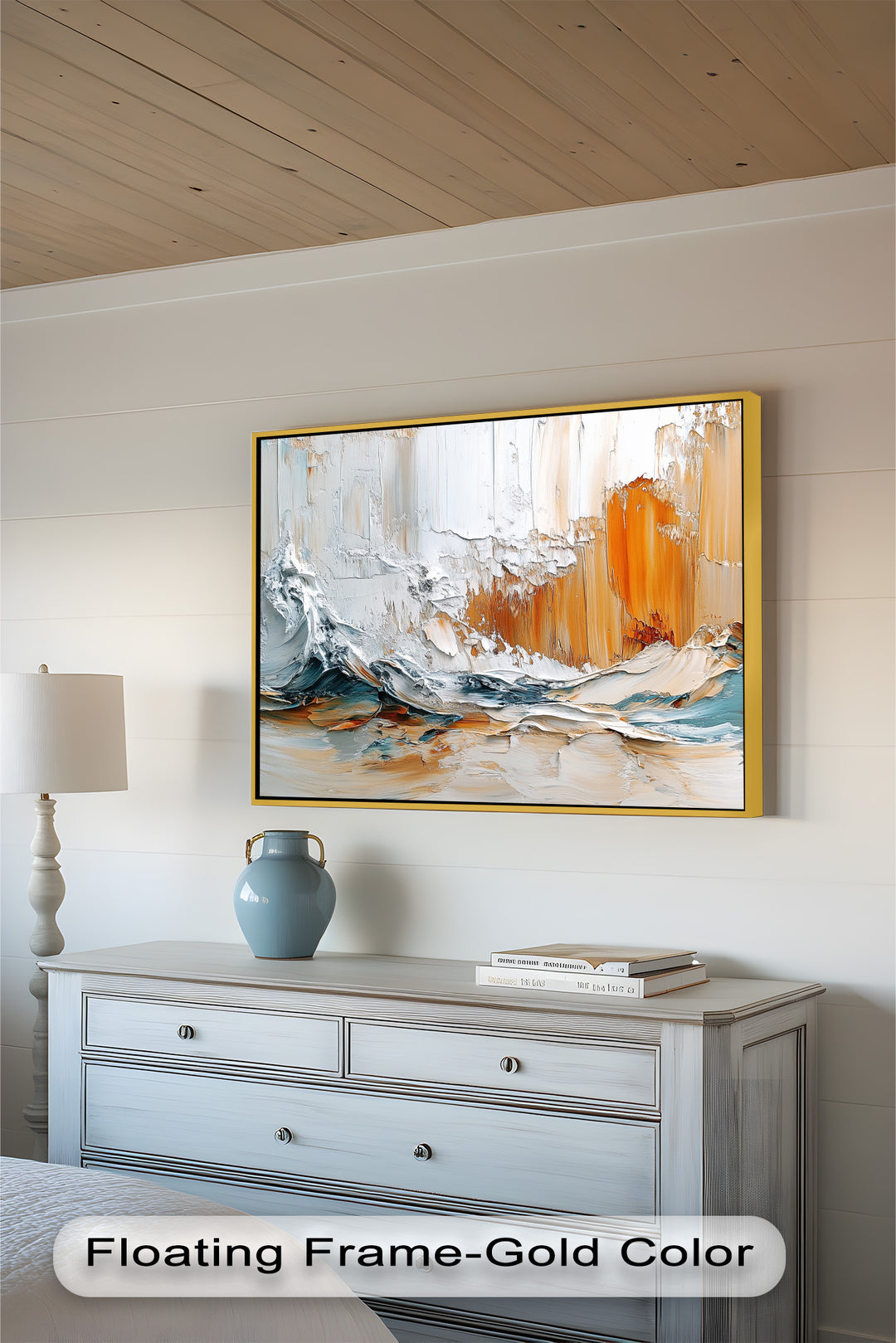 Elemental Surge – Abstract Ocean Cliff Oil Painting