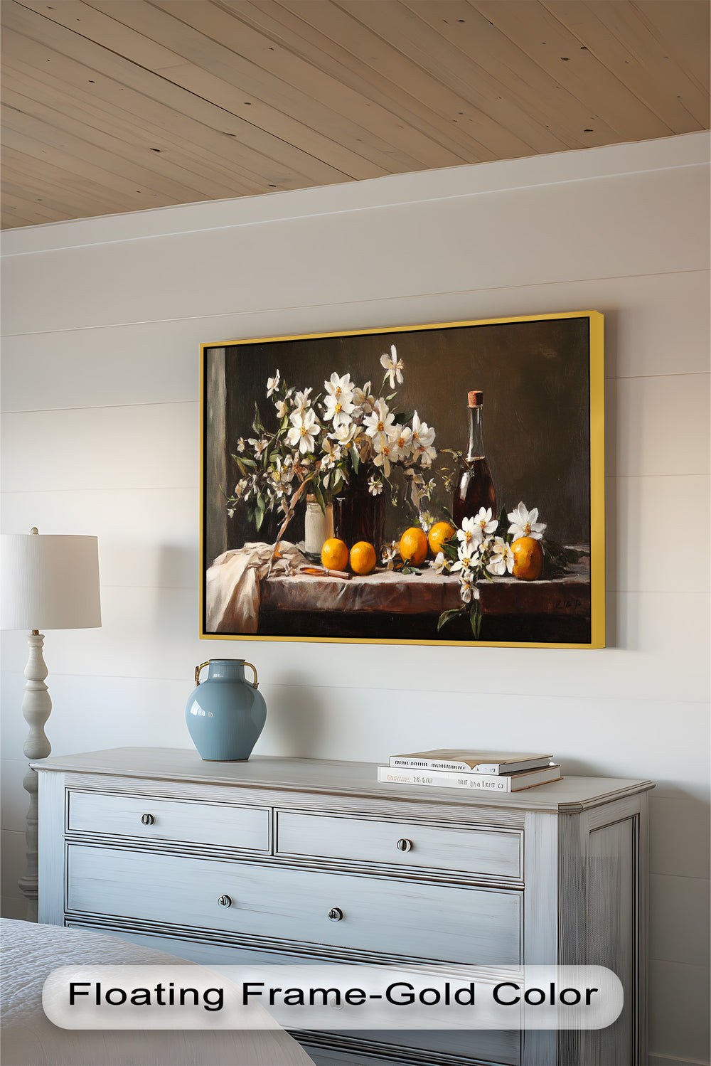 With rich detail and classic tones, this artwork blends the freshness of citrus fruits with the delicate beauty of floral arrangements.

