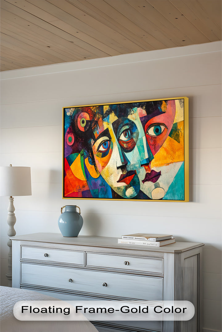 Entwined Visions Oil Painting – Fauvist Dual-Face Expressionism