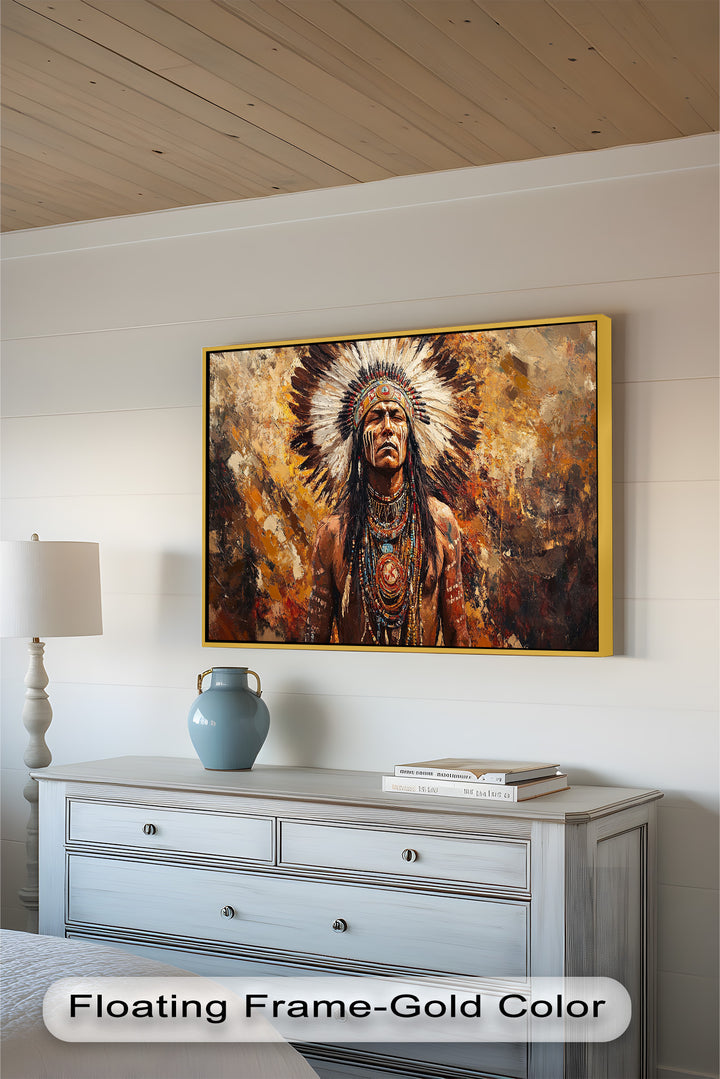 Sacred Flame – Tribal Warrior Portrait Oil Painting