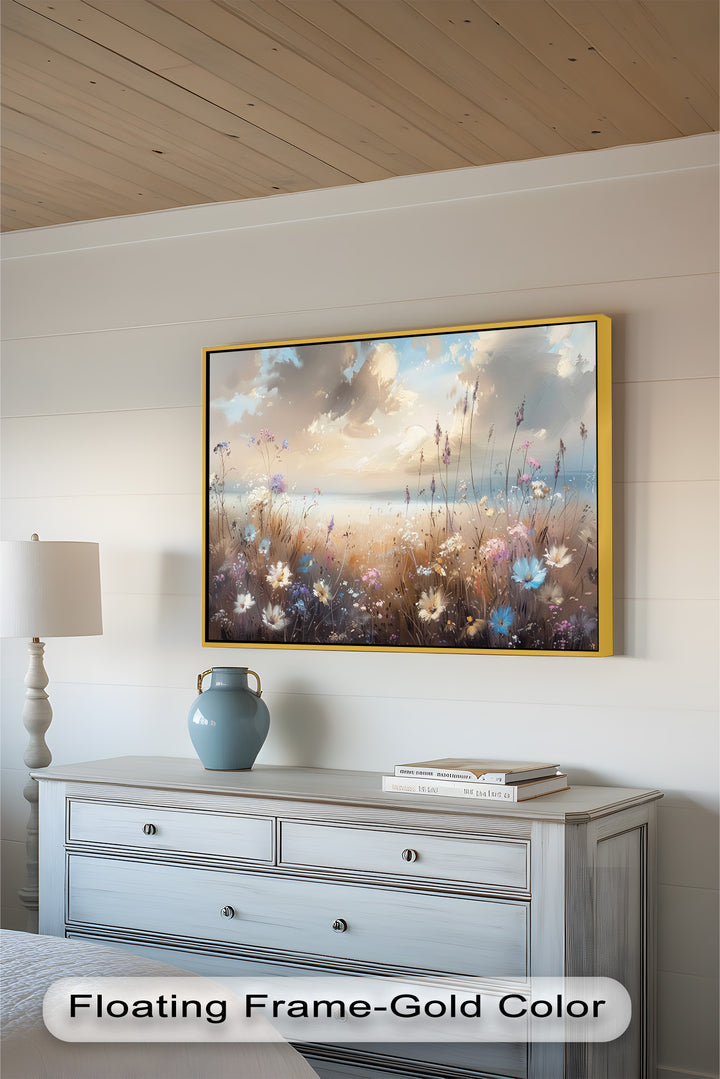 Spring Wildflowers Landscape – Tranquil Nature Oil Painting