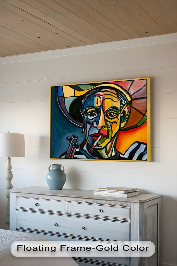 Rebel's Gaze – Bold Cubist Portrait Picasso Oil Painting