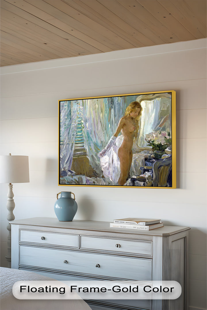 Whispers of Morning Light – Romantic Nude Interior Oil Painting