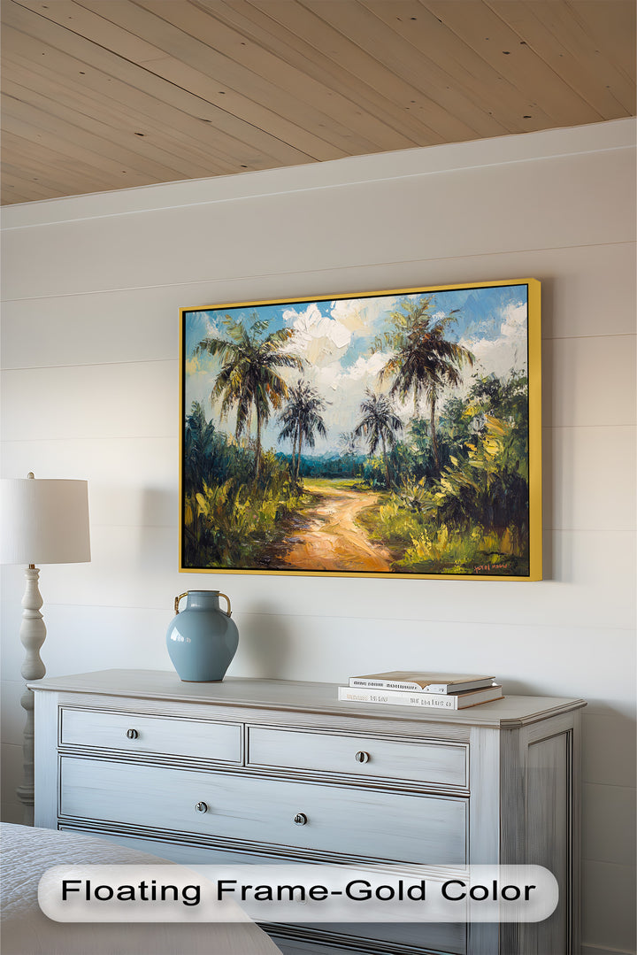 Tropical Pathway with Palm Trees – Impressionist Oil Painting