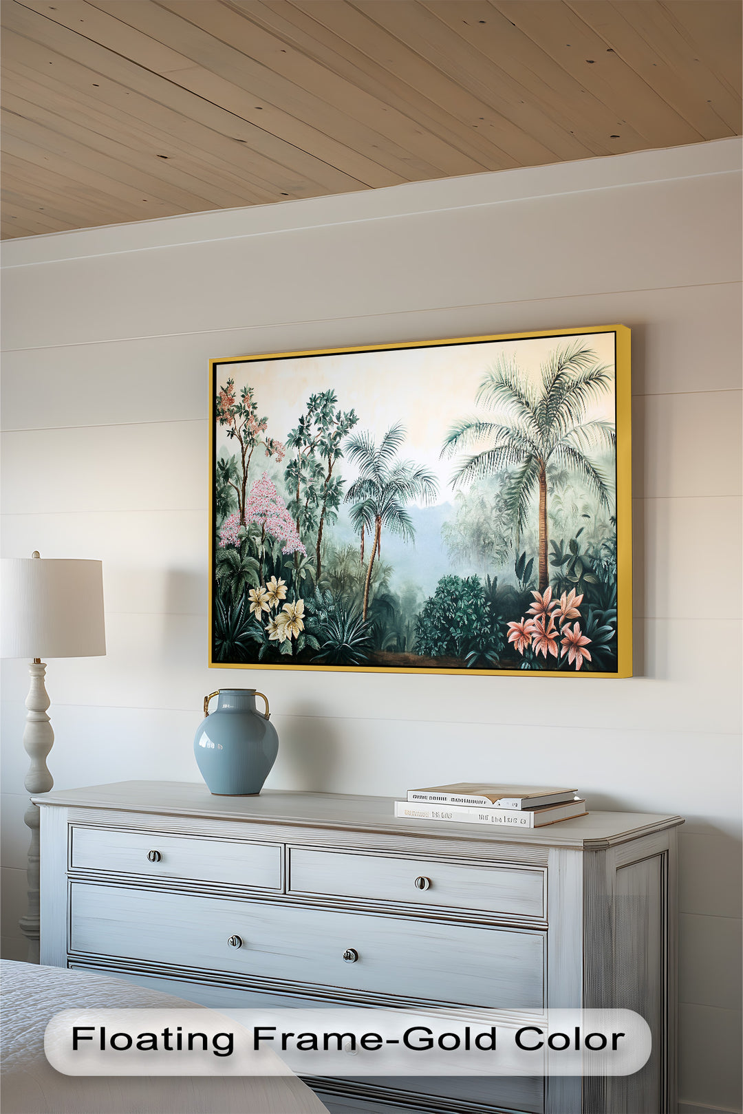 Floral Tropics Oasis – Palm Tree Oil Painting