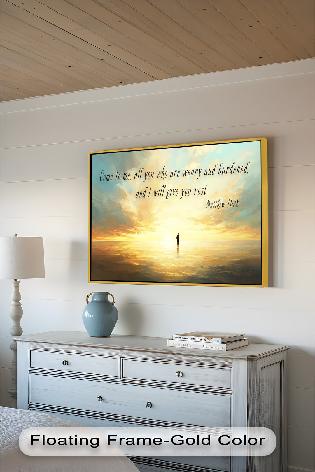 Matthew 11:28 – Rest in Christ Bible Verse Oil Painting