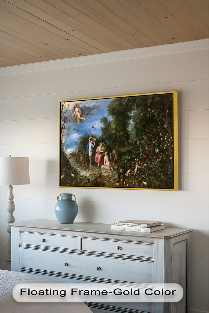 The Garden of Earthly Light – Mythological Forest Scene Oil Painting