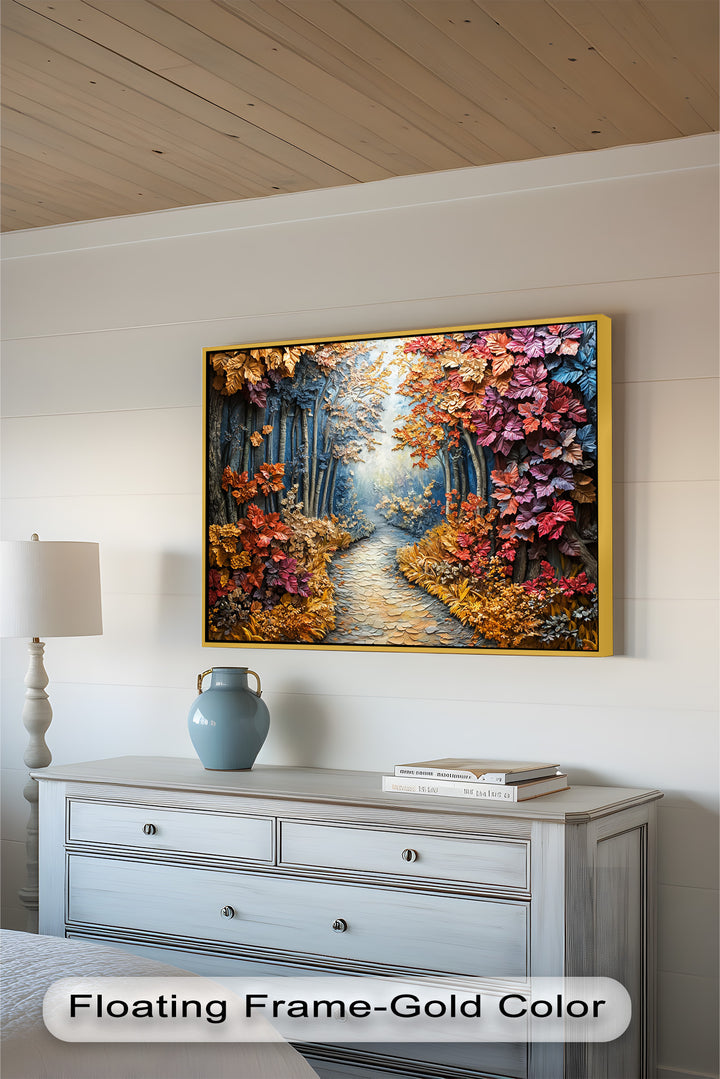 Gerahmte Kunst „Herbstpfad“ – Modernes Waldölgemälde