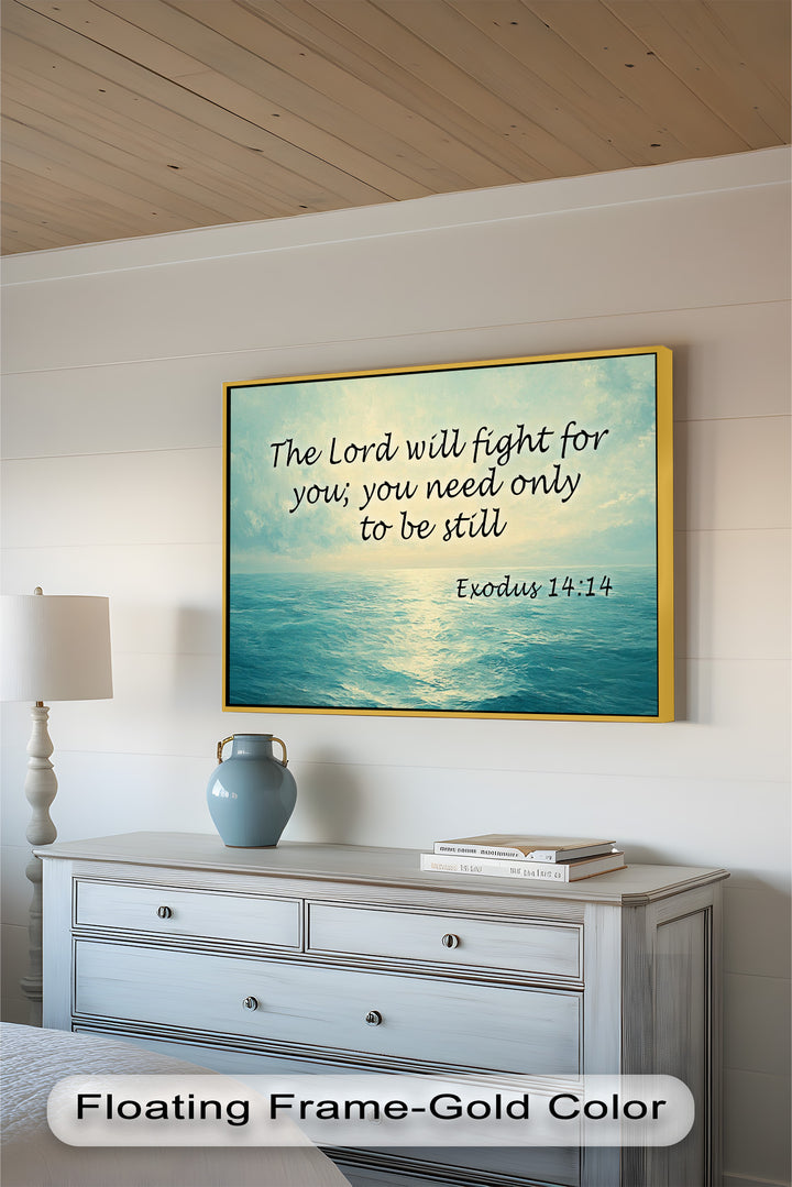 Exodus 14:14 – Be Still & Trust Bible Verse Oil Painting