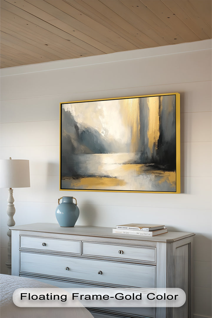 Serene Waterfall Abstract – Neutral Modern Oil Painting