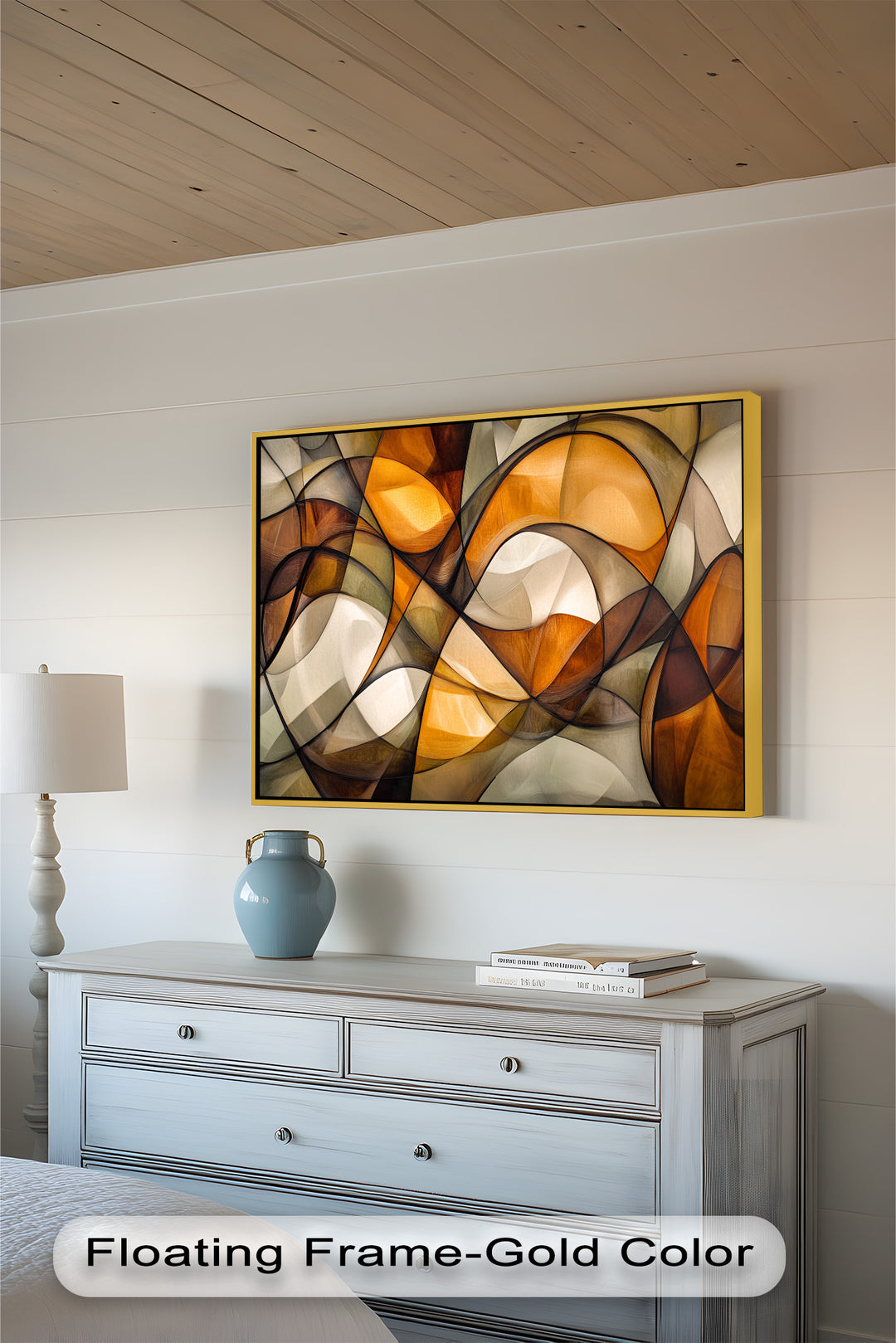Golden Flow – Geometrisches Ölgemälde