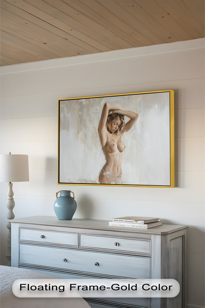 Still Grace – Serene Nude in Soft Neutral Oil Painting