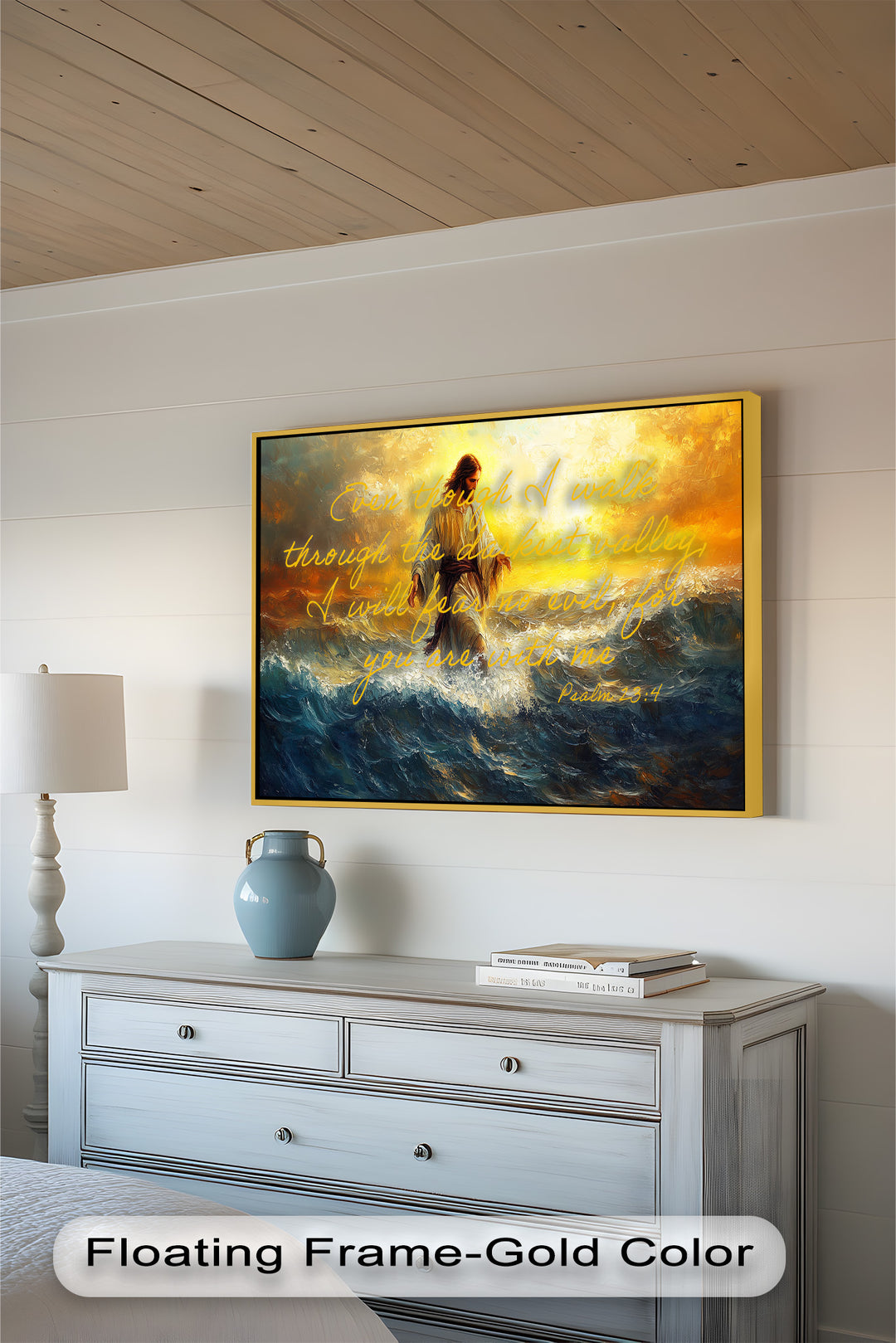 Psalm 23:4 – Fear No Evil Bible Verse Oil Painting
