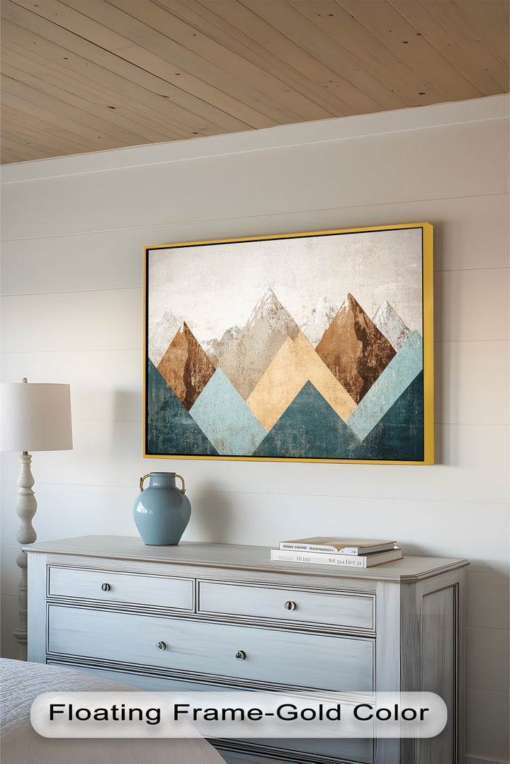 Geometrische Berge – Modernes abstraktes Ölgemälde
