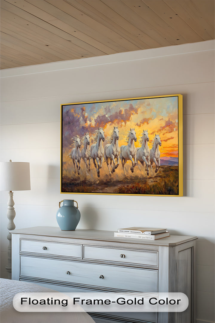 Run with the Sun – White Horses Oil Painting