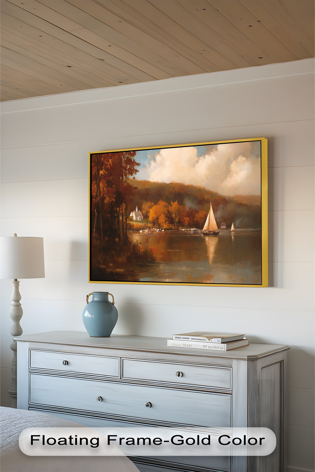 Herbstliche Segelreflexionen – Klassisches Ölgemälde des Hudson River