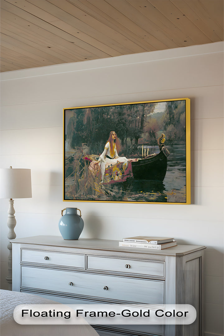 The Lady of Shalott – Romantic River Journey Historic Oil Painting