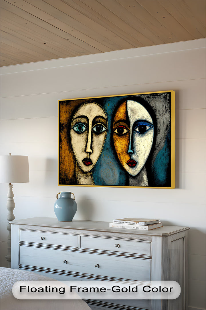 Duality of Gaze – Abstract Expressionist Portrait Picasso Oil Painting