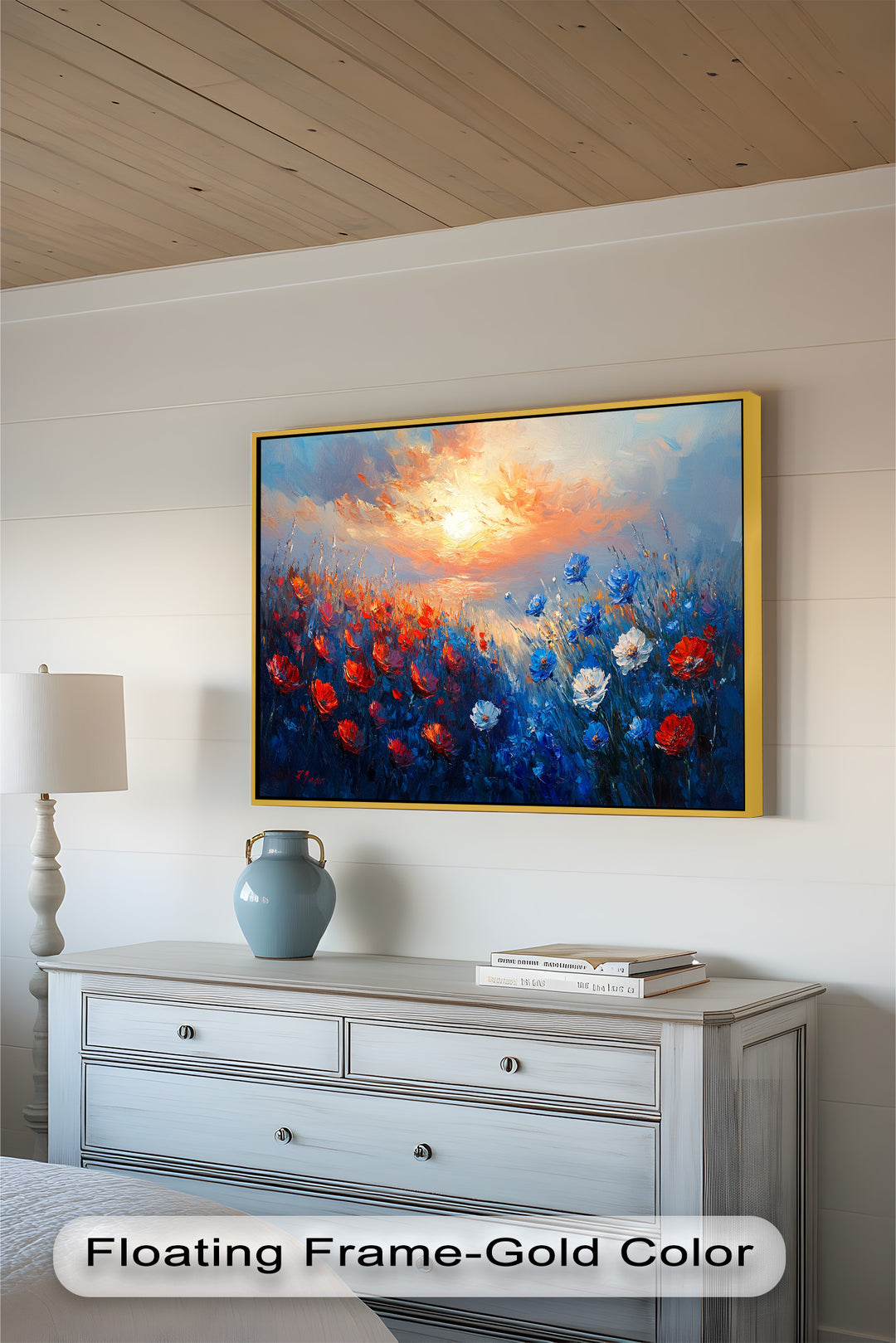 Wildflower Sunset Symphony – Colorful Horizon Flower Oil Painting