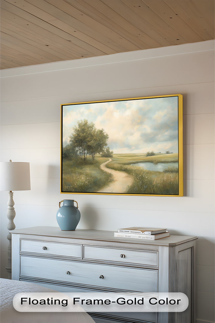 Landweg Landschaft Wandkunst – Pastorales Ölgemälde