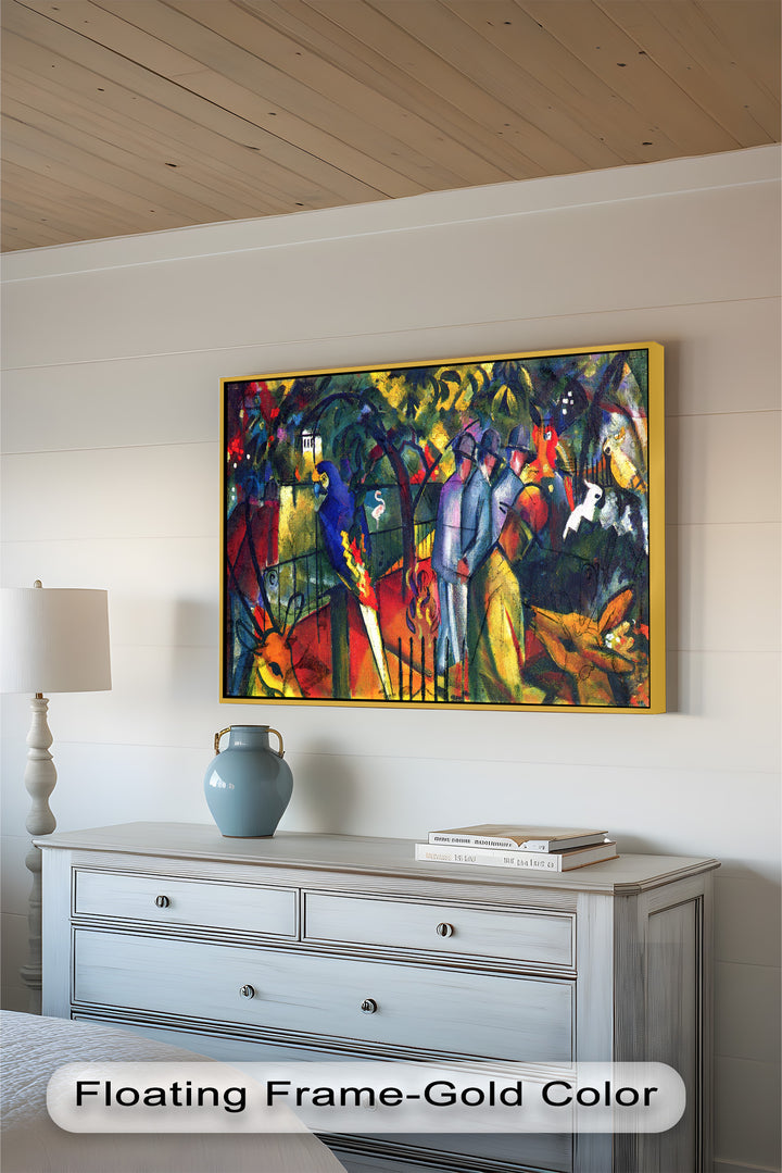 Tropical Garden with Parrots and Men – Modern Oil Painting