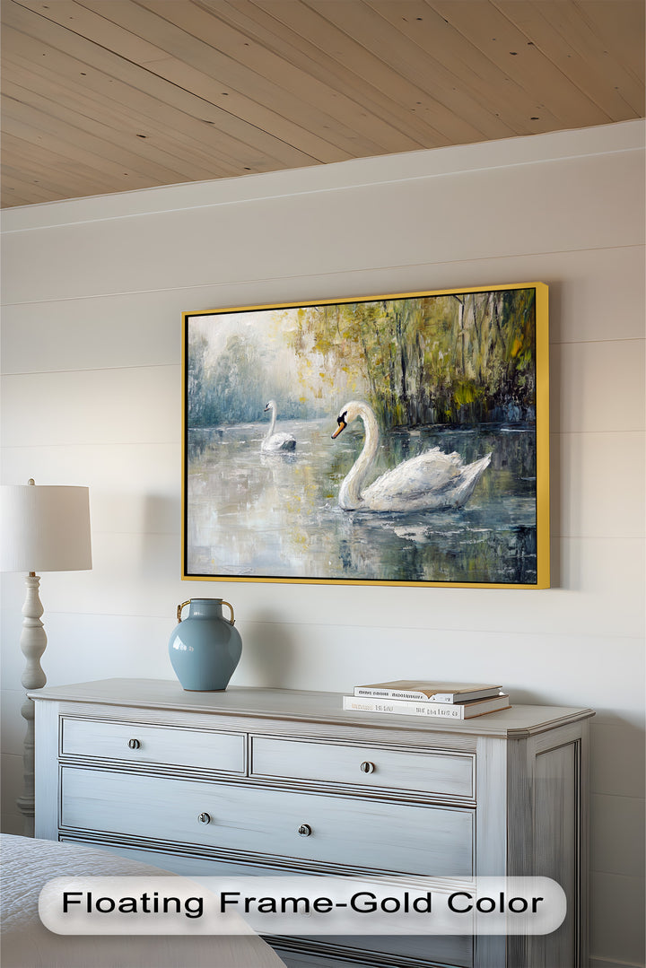 Swans on the Lake – Animal Oil Painting