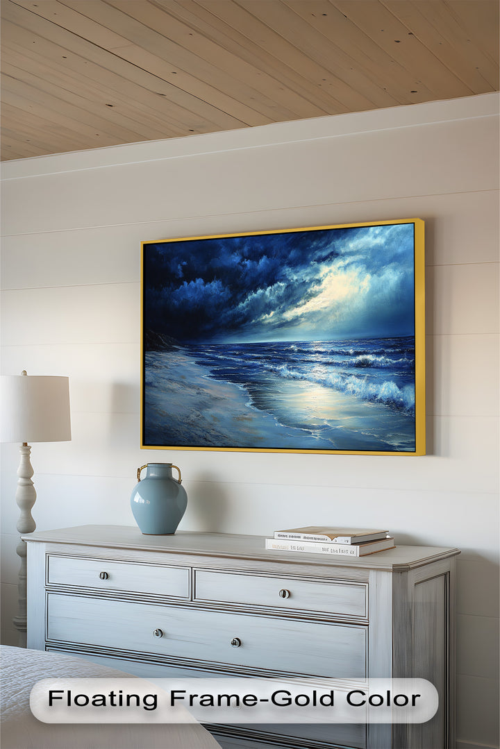 Ocean Wall Art - Stormy Night Seascape Oil Painting