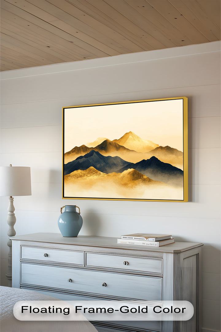 Gold &amp; Black Mountains – Modernes Ölgemälde
