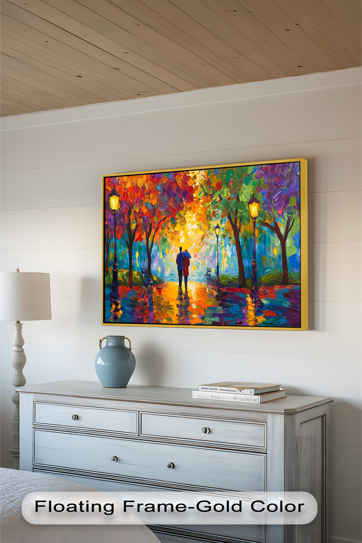 Autumn Radiance – Lovers Under the Colorful Canopy Love Oil Painting
