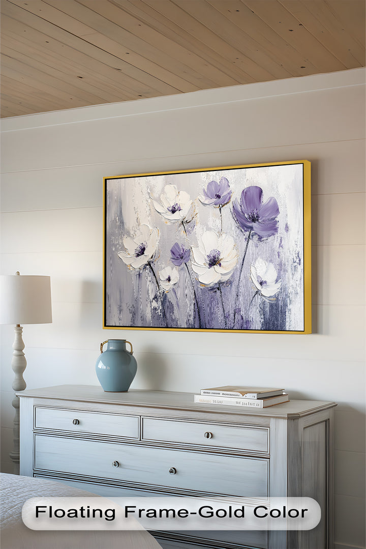 White and Purple Wildflowers in Soft Harmony - Flower Oil Painting