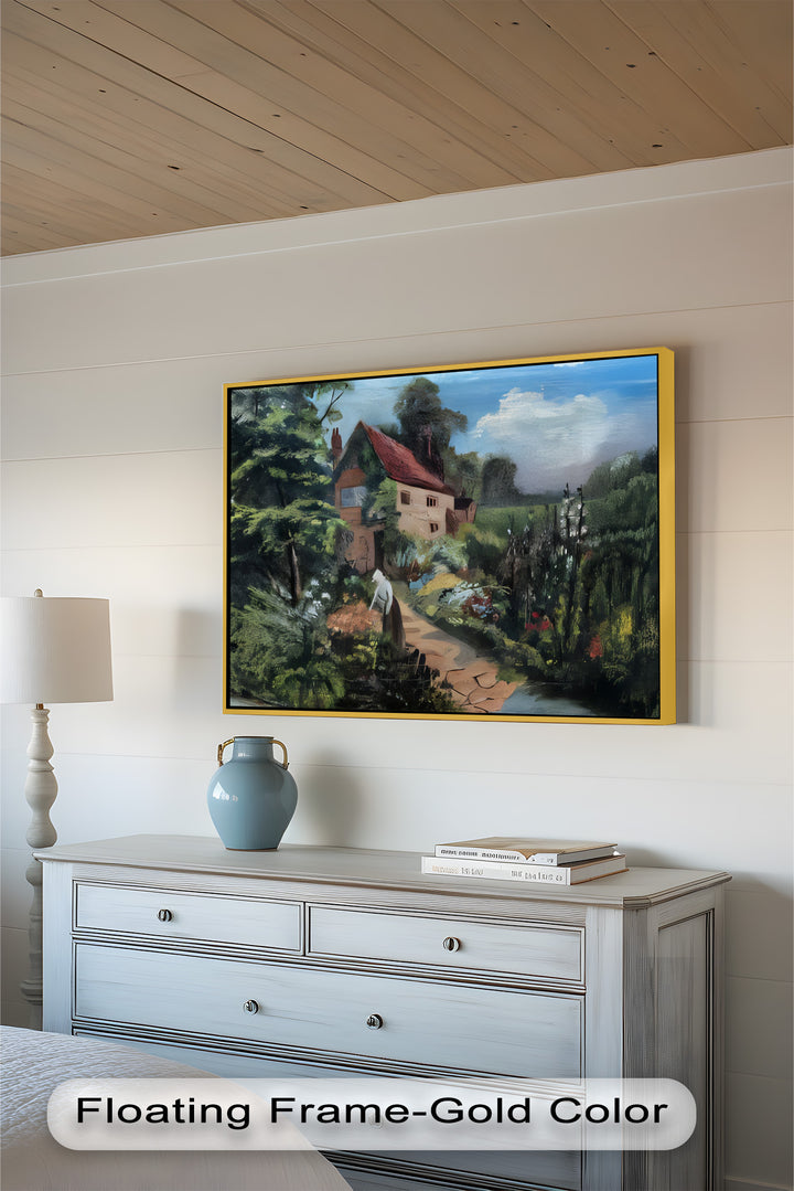 Cottage Gartenweg – Vintage Ölgemälde