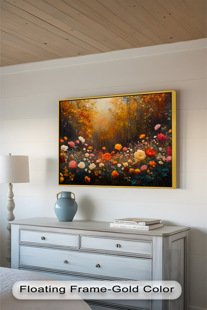 Autumn Forest Flower Wall Art – Colorful Floral Oil Painting