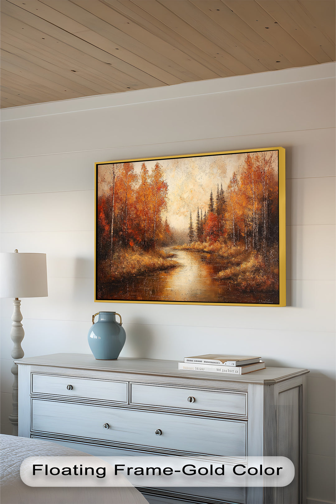 Herbstwaldfluss – Landschaftsölgemälde